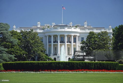 the white house in washington dc with beautiful blue sky